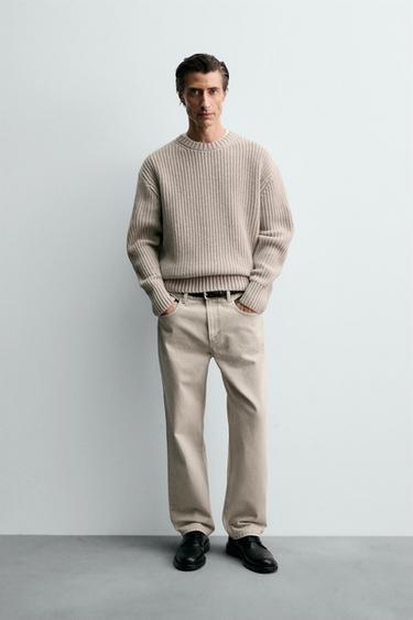 PULLOVER MIT BAUMWOLL- UND WOLLSTRUKTUR - Hellbeige von Zara