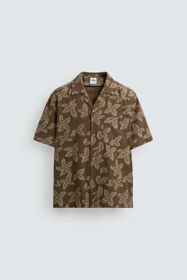 FLORAL JACQUARD SHIRT © OTIS KWAME KYE QUAICOE - Brown / Taupe by Zara