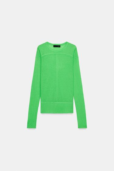 JERSEY PUNTO FINO CON LANA - VERDE de Zara