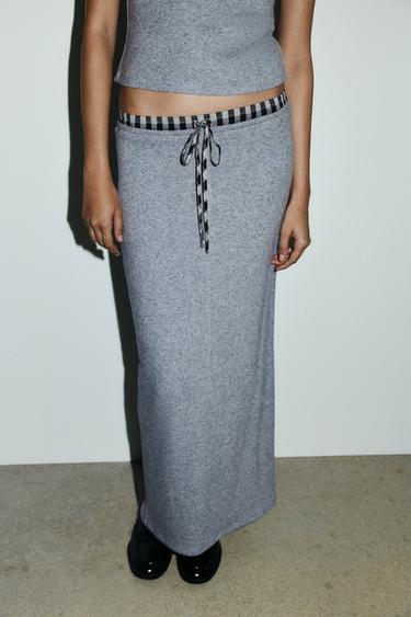 SAIA MIDI CINTURA COMBINADA - Cinzento da Zara