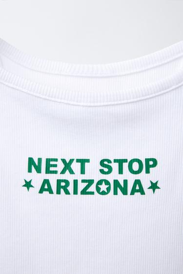 RIB TEXT TOP - White by Zara - Image 2