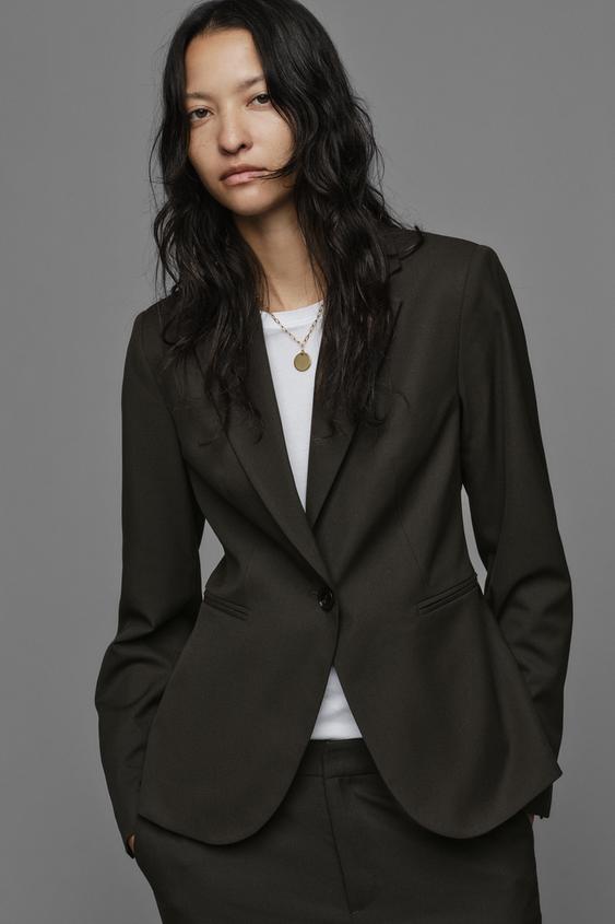 TAILORED BLAZER WITH SHOULDER PADS - Brown by Zara - Image 1