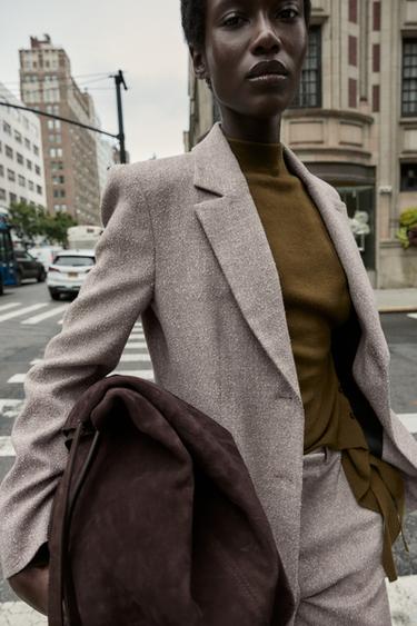 ENSEMBLE BLAZER ET PANTALON TEXTURÉ RUSTIQUE - Beige clair de Zara - Image 3