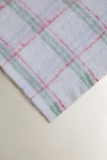 KIDS' BRUSHED FAUX FUR CHECK BLANKET - Blue by Zara - Image 1
