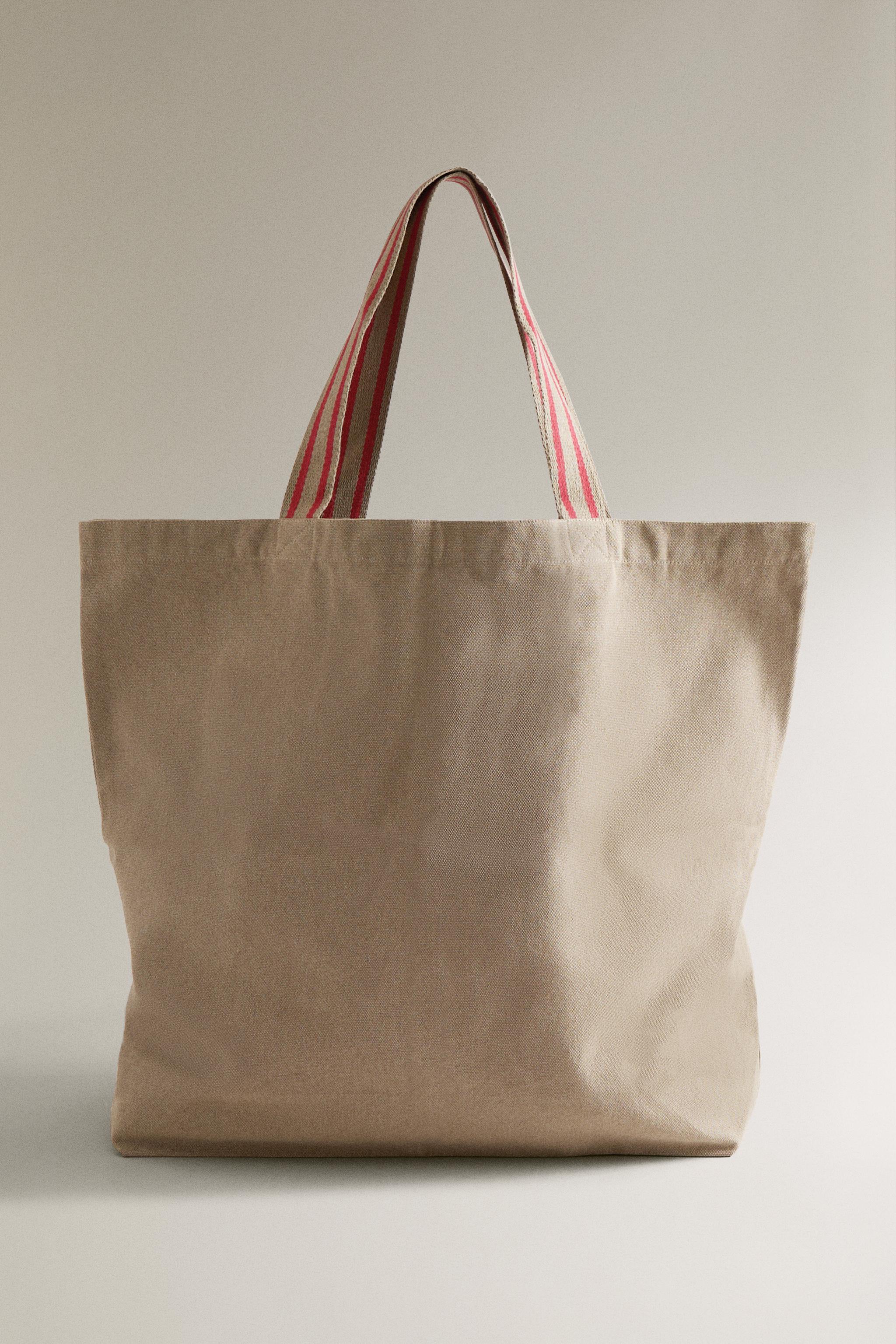 STRIPED FABRIC TOTE BAG