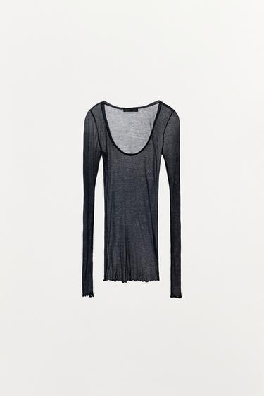 MAGLIETTA A COSTE 100% MODAL - blu/nero di Zara