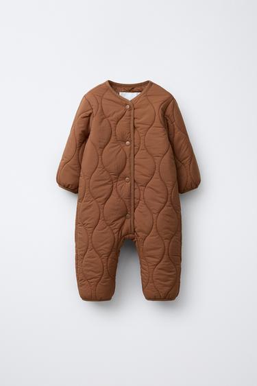 LONG QUILTED ONE-PIECE SUIT - Brick by Zara