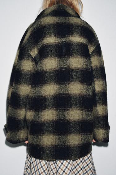CHECK WOOL BLEND COAT ZW COLLECTION LIMITED EDITION - Black / Green by Zara - Image 2