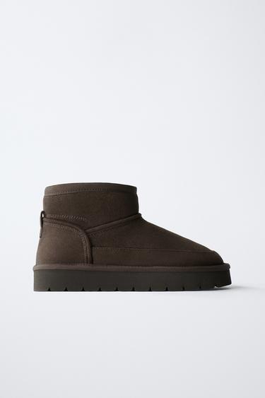 Zara LINED ANKLE BOOTS - Brown