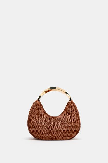 BAG WITH METAL HANDLE DETAIL - Brown by Zara