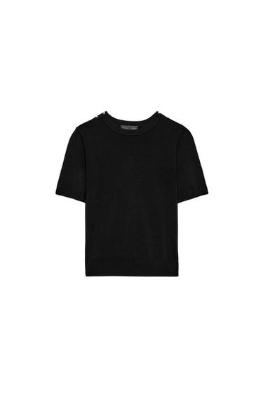 БАЗОВИЙ ТРИКОТАЖНИЙ СВЕТР ІЗ КОРОТКИМИ РУКАВАМИ - Чорний Zara