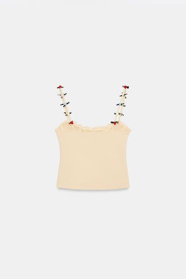 TOP CORSET STRETCH À FLEURS - Jaune pastel de Zara - Image 5