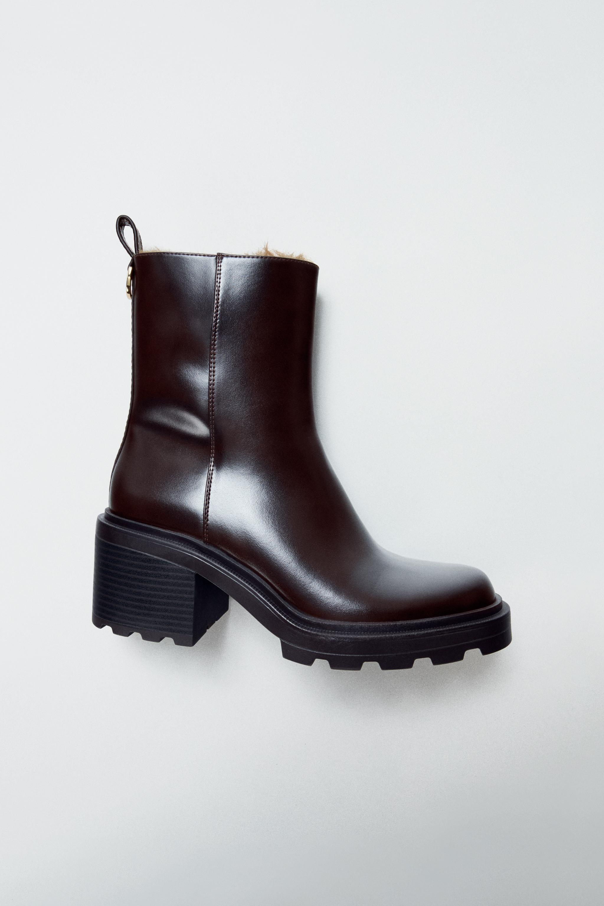 HEELED ANKLE BOOTS WITH FAUX FUR INTERIOR