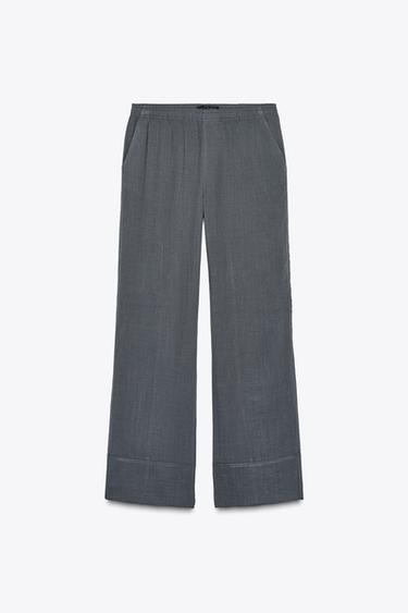 PANTALON STYLE PYJAMA - bleu pétrole délavé de Zara - Image 4