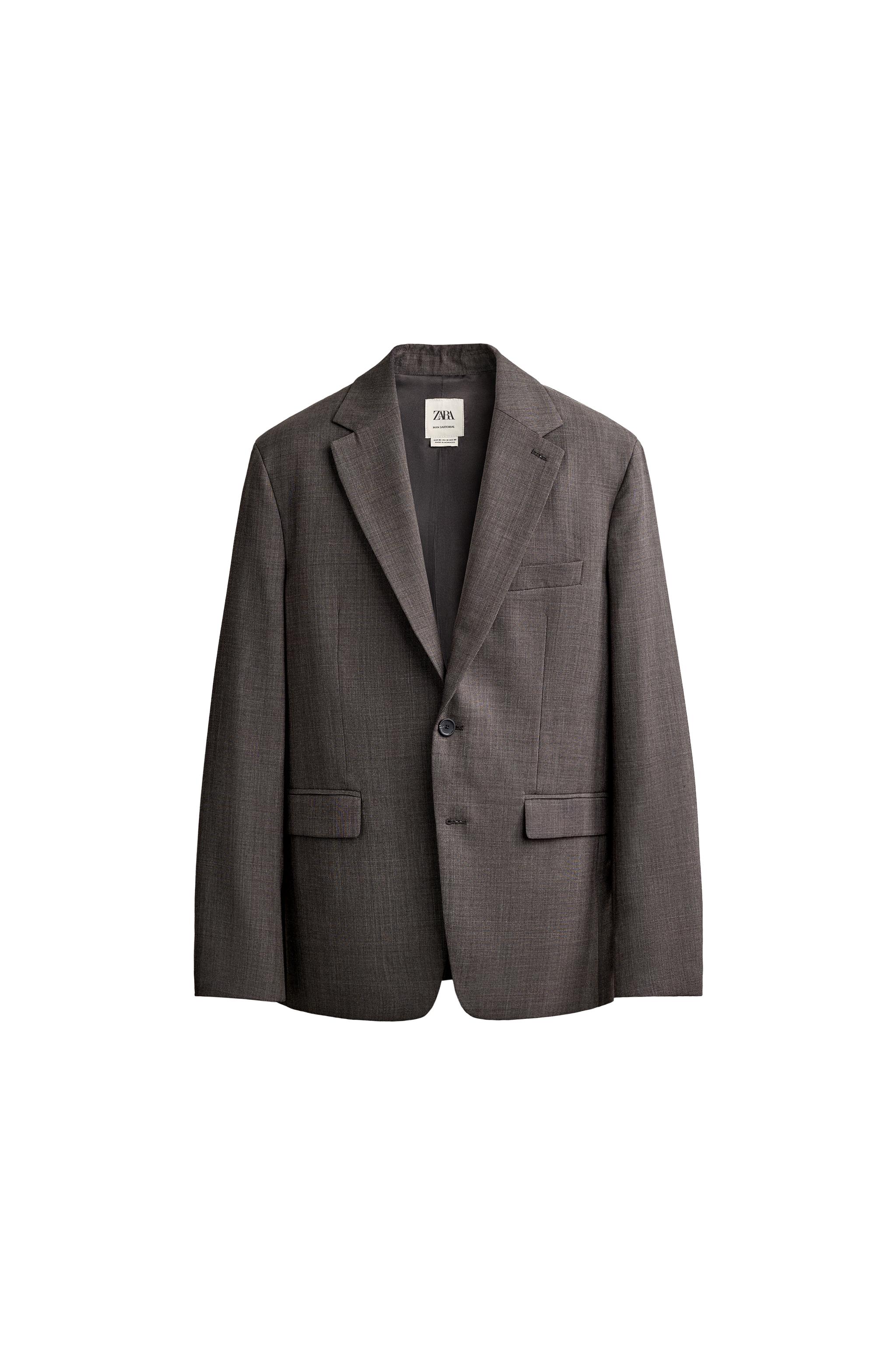 WOOL-BLEND CHECKED SUIT BLAZER