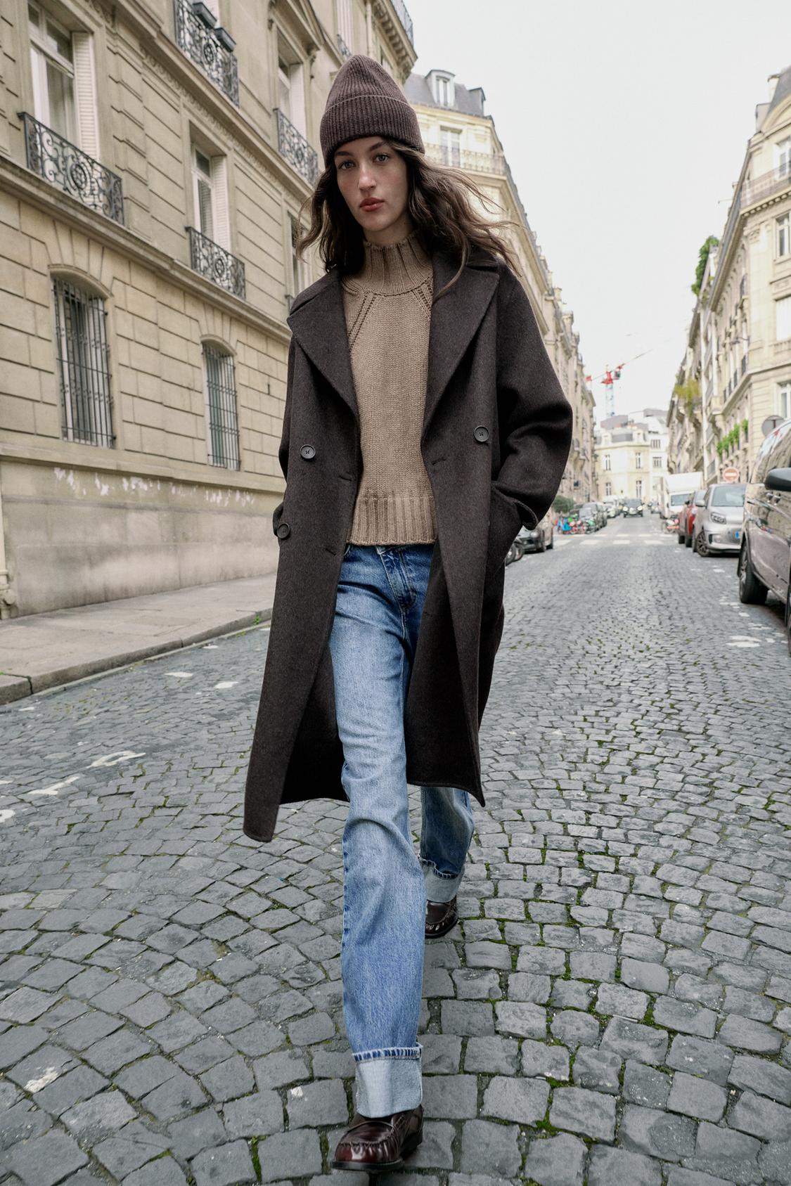 LONG DOUBLE-BREASTED WOOL COAT