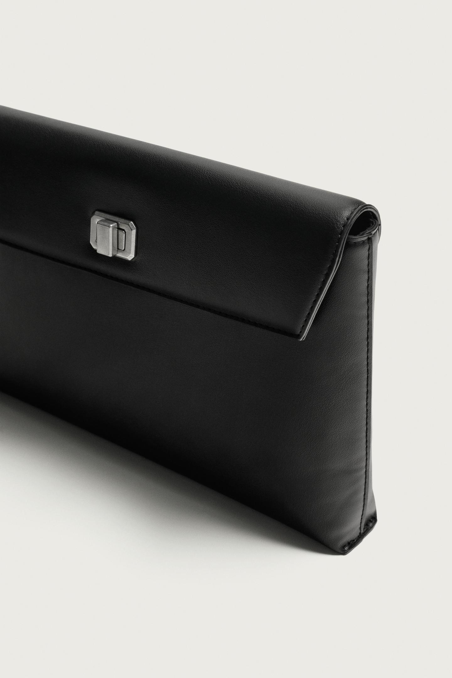 Мужская сумка Zara Metal Closure Envelope, цвет: Чёрный — фото 6