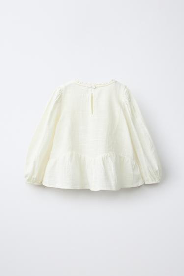 LACE TRIM ROMANTIC BLOUSE — Ecru 2