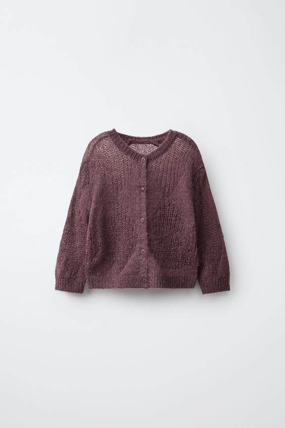 Zara CARDIGAN WITH WOOL AND ALPACA - Dark purple - Image 0