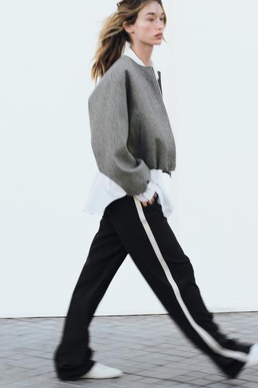 جاكيت بومبر SOFT بلمسات نهائية مرنة - رمادي الخاص بـ Zara