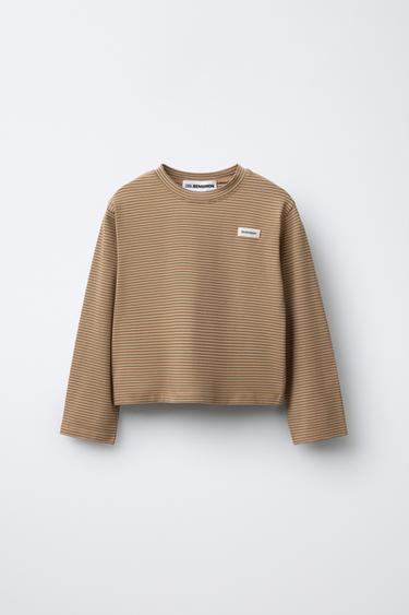 STRIPED T-SHIRT WITH BENSIMON ® X ZARA LABEL - camel by Zara