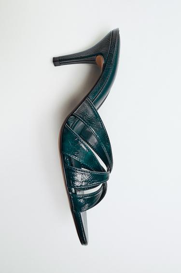 SANDALIA TACÓN TIRAS - Verde de Zara