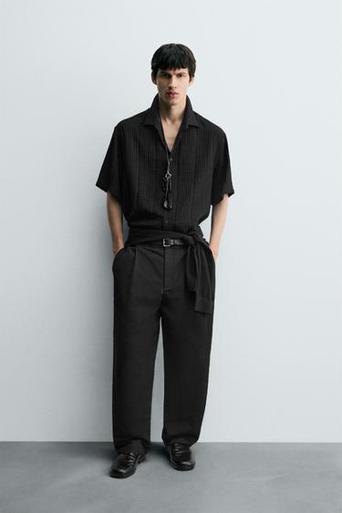 Zara 飄逸紋理襯衫 - 黑色