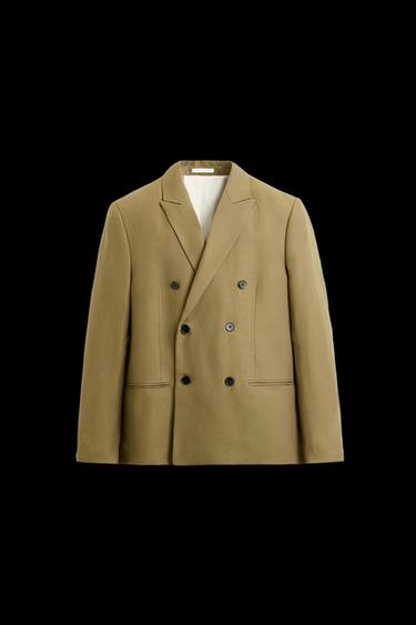 Zara LYOCELL - LINEN SUIT BLAZER - Olive green