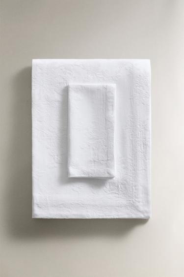 BAWEŁNIANY OBRUS ŻAKARDOWY - Biały Zara