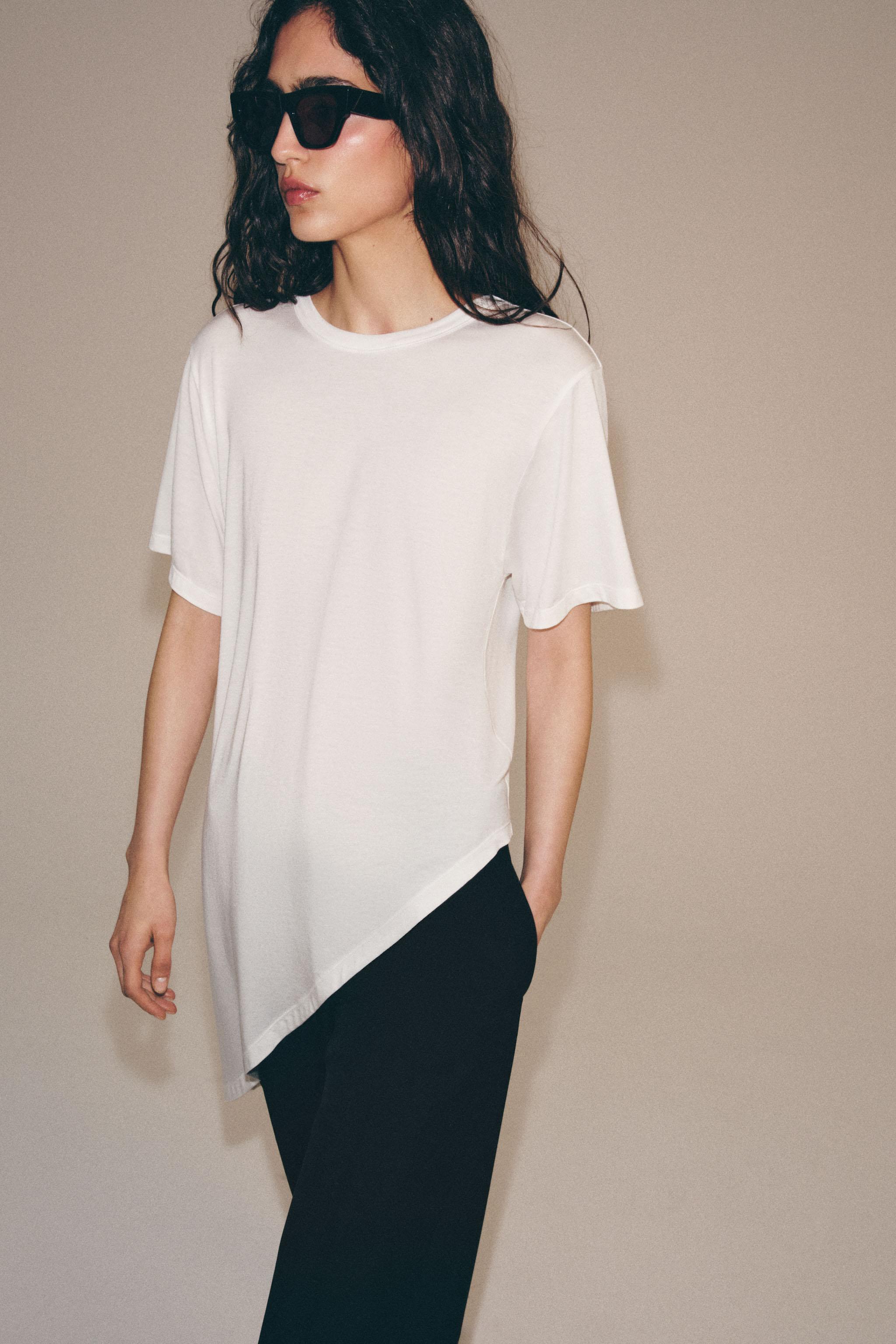 Женские топы Zara ASYMMETRIC SHORT SLEEVE TOP — фото 3