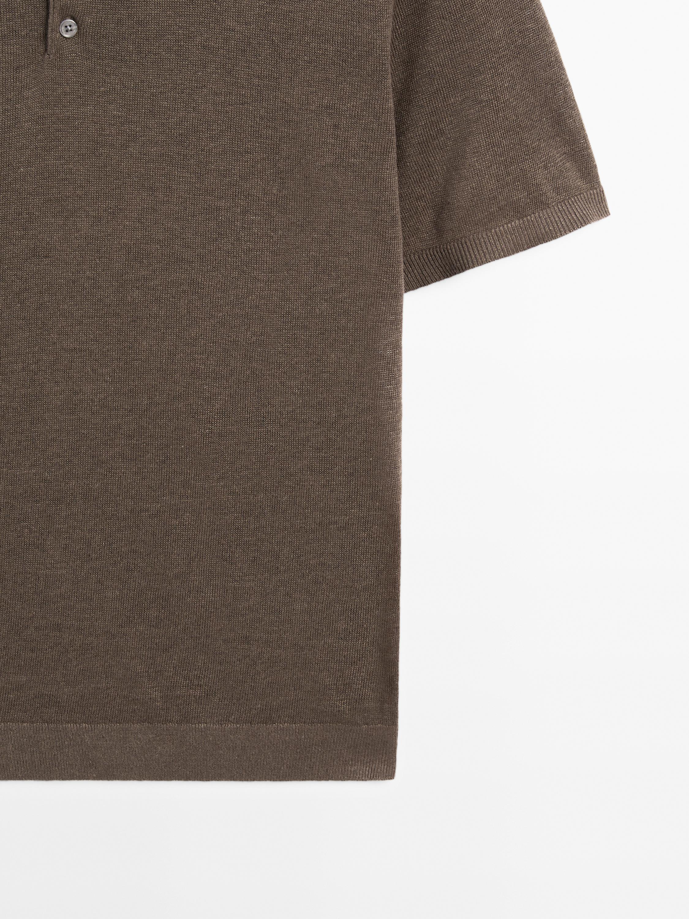 Polo à manches courtes en maille de lin