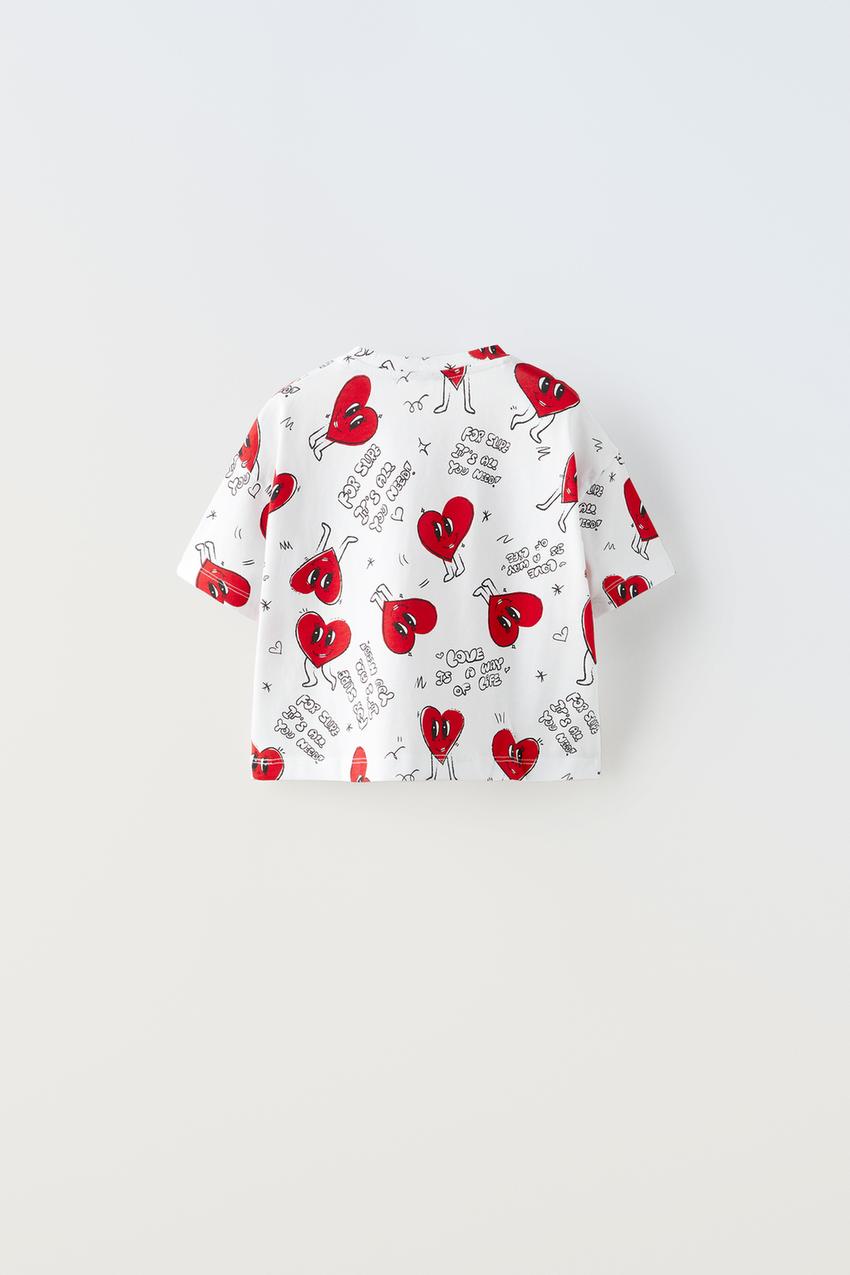 Heart Print Collared Crop Top Streetwear Love Button Knitted