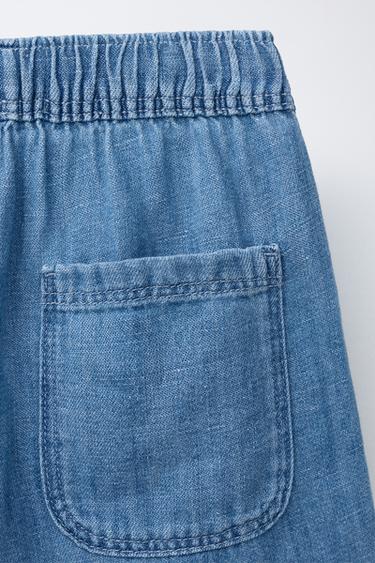 DENIM BERMUDA SHORTS WITH COTTON AND LINEN - Blue by Zara - Image 3