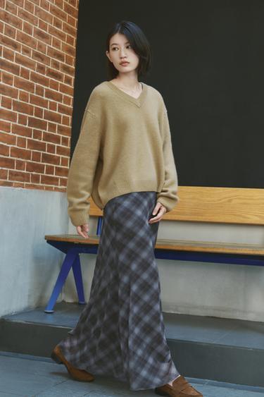 100% WOOL V-NECK SWEATER - Olive Green by Zara - Image 0