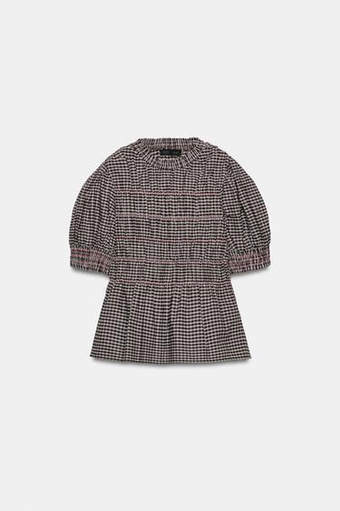 CHEMISE À CARREAUX NID D'ABEILLE - Marron / Écru de Zara - Image 5