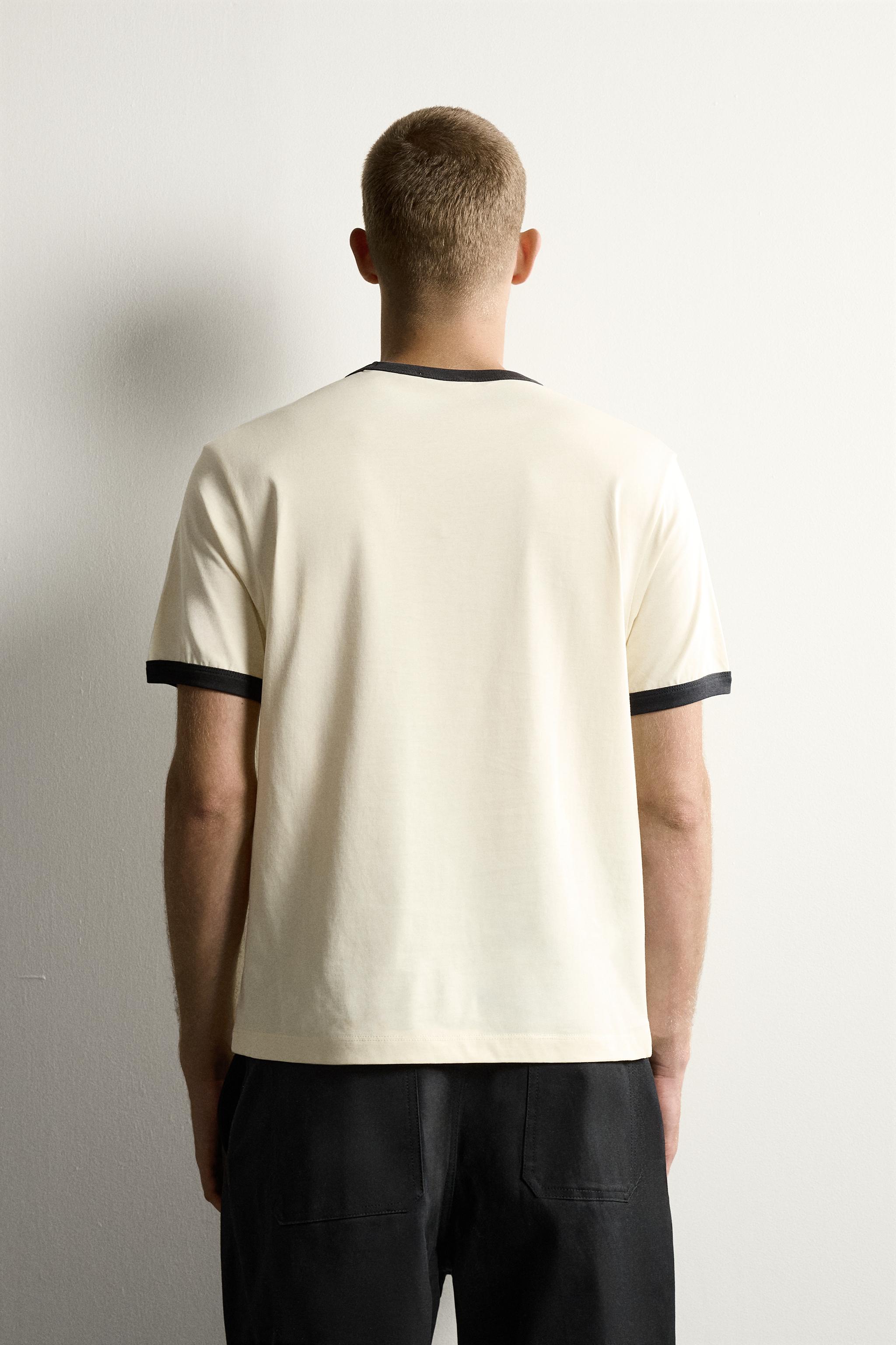 RINGER CONTRAST RIBBED GRAPHIC T-SHIRT