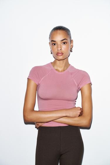 RAGLAN SHORT SLEEVE T-SHIRT - Pale pink by Zara