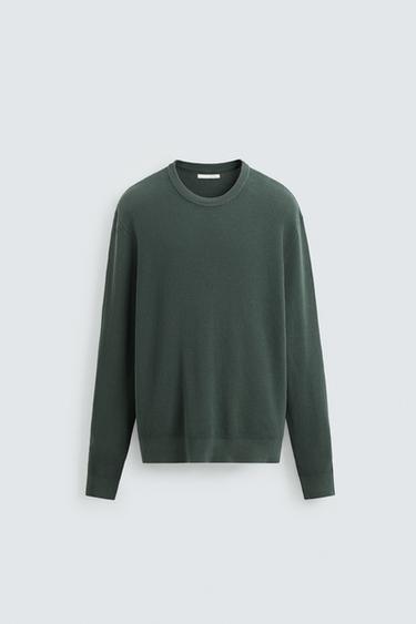 Zara 一般版型紋理針織衫 - 藍色 / 綠色