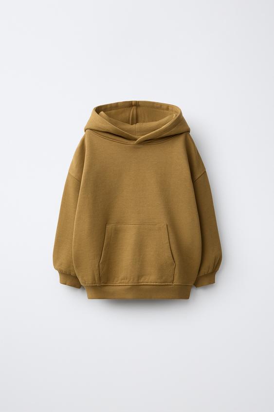 Zaras ENFÄRGAD SWEATSHIRT MED HUVA - Ockrafärgad - Bild 0