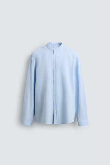 Zara LINEN - COTTON SHIRT - Sky blue