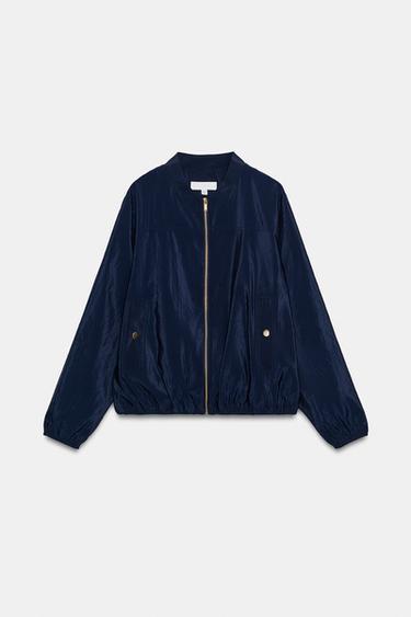 CAZADORA BOMBER SATINADA - Marino de Zara
