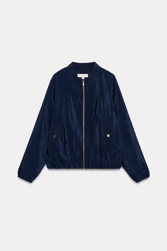 CAZADORA BOMBER SATINADA - Marino de Zara - Imagen 0
