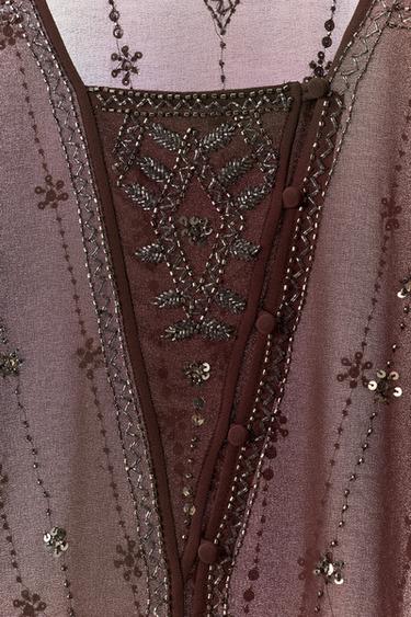 BLOUSE GEORGETTE BRODERIES FANTAISIE - Marron de Zara - Image 7