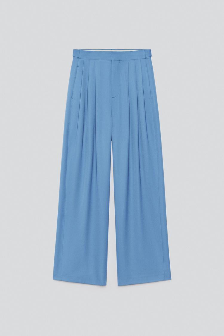 RELAXED FIT PLEATED SUIT TROUSERS