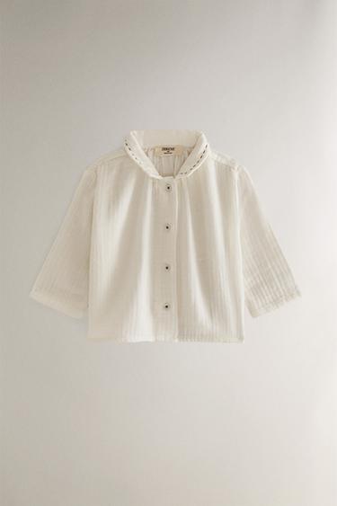Zara COTTON MUSLIN BABY SHIRT - Oyster-white - Image 0