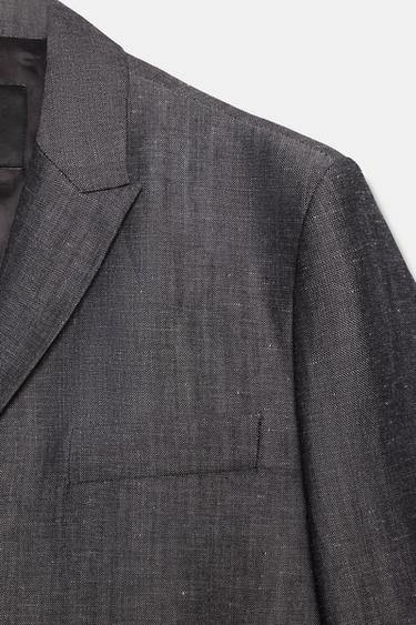 ZW COLLECTION STRAIGHT BLAZER WITH LINEN - Grey by Zara - Image 7