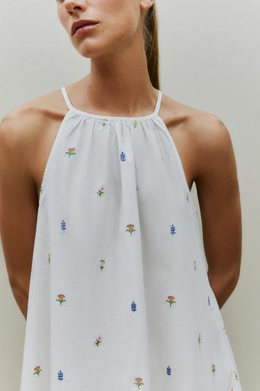 CHEMISE DE NUIT COTON MINIFLEUR - Blanc de Zara - Image 5