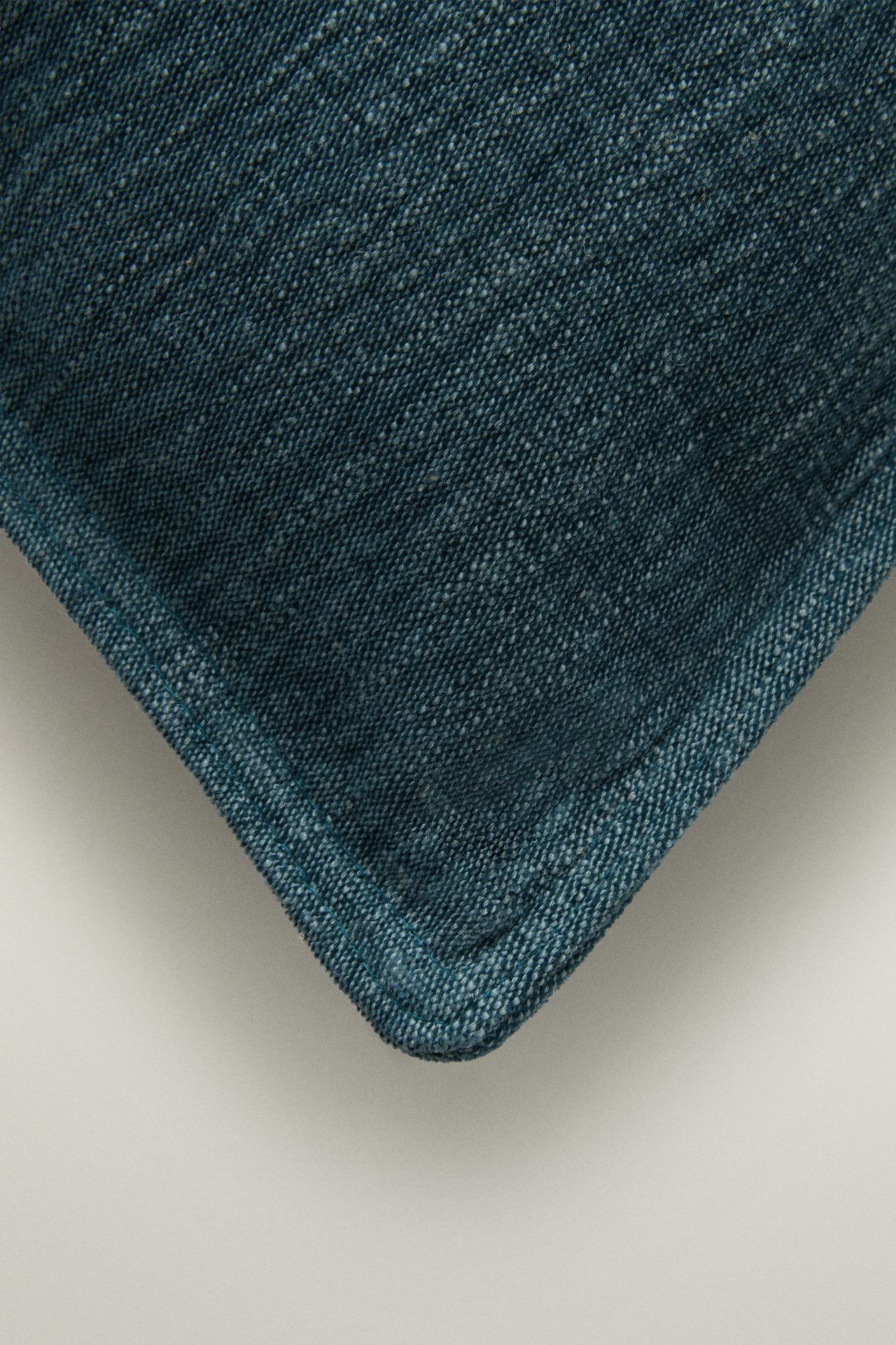 PLAIN LINEN THROW PILLOW COVER — Mid-blue