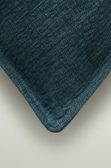 PLAIN LINEN THROW PILLOW COVER — Mid-blue 2