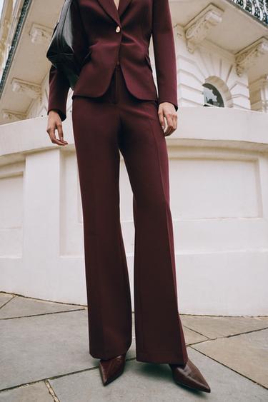 PANTALONI DRITTI A VITA ALTA - Borgogna di Zara
